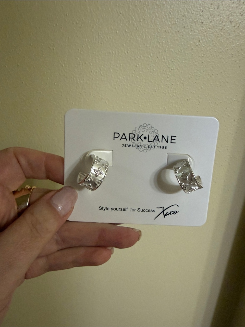 Park Lane  Shiny Silver Floral  Hoop Earrings